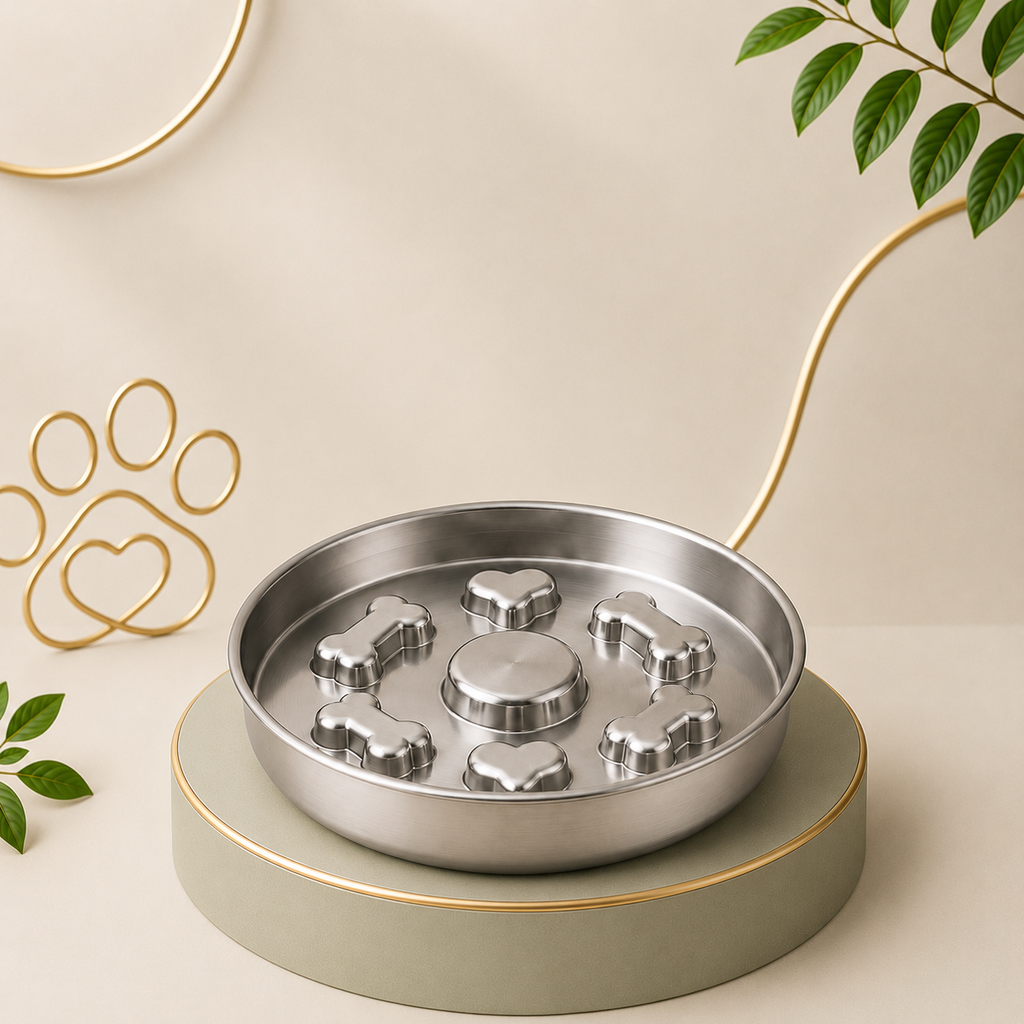 MimoSlow™ - tigela de alimentação lenta em aço inoxidável para cães e gatos