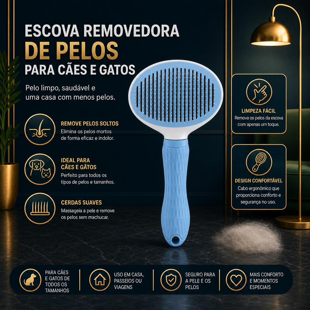 Pente Remove Pelos para Cães e Gatos