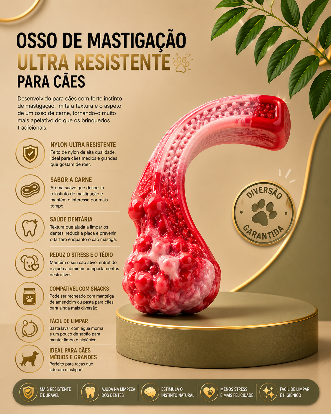 MimoBone™ Osso de Mastigação Ultra Resistente para Cães